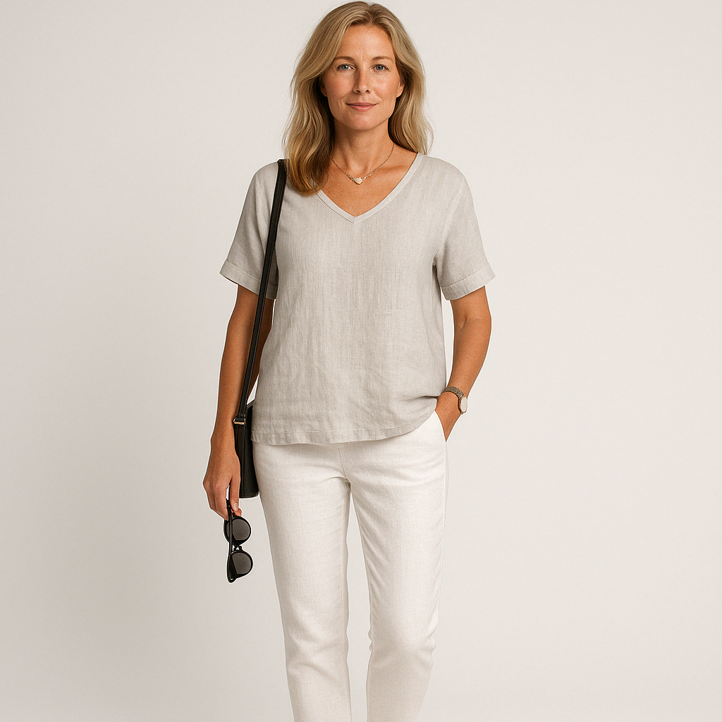 Virelle Linnen Top – Linnen blouse met korte mouwen voor dames