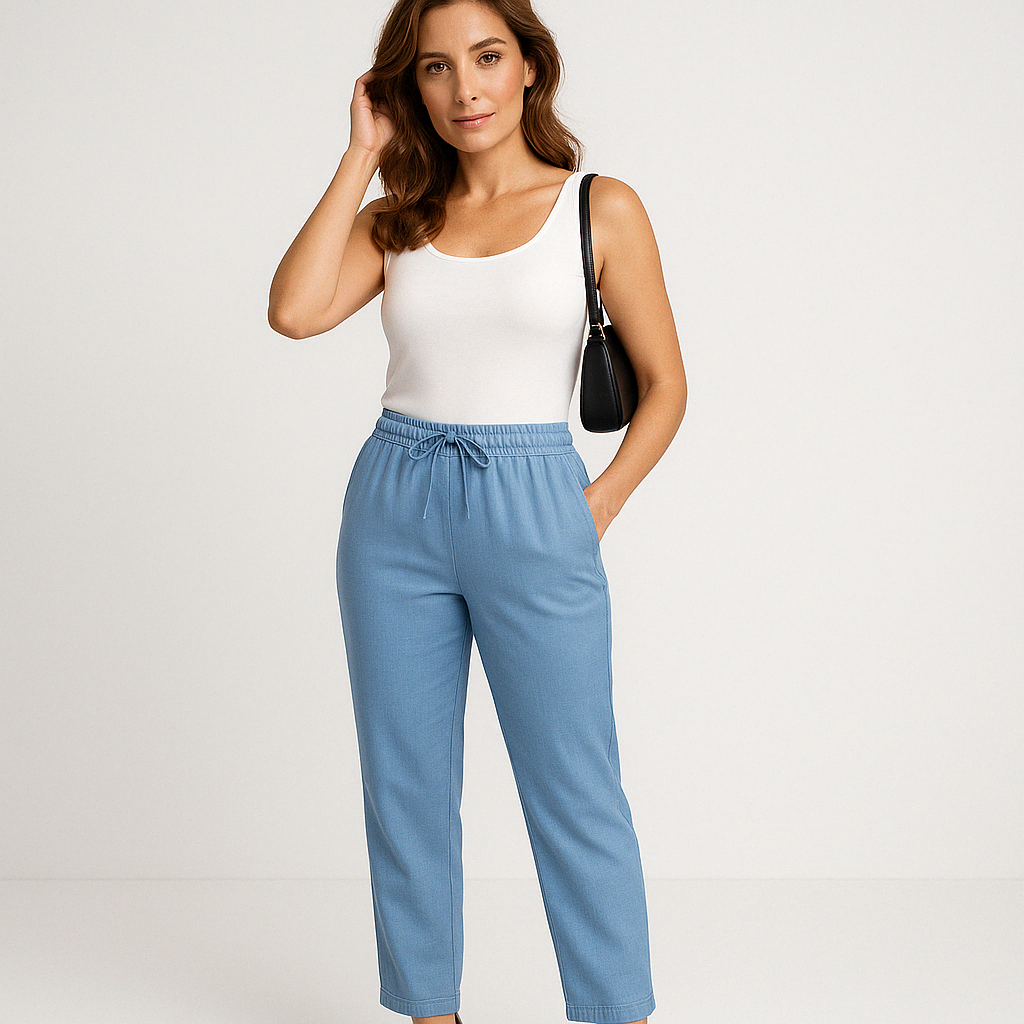Virelle Linnen Damesbroek – Comfortabele broek met hoge taille en trekkoord
