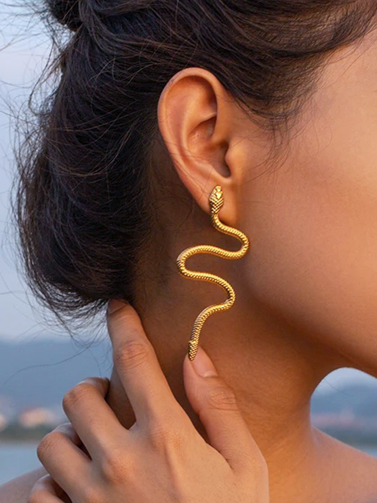 Alessia Statement Snake Oorbellen Goud