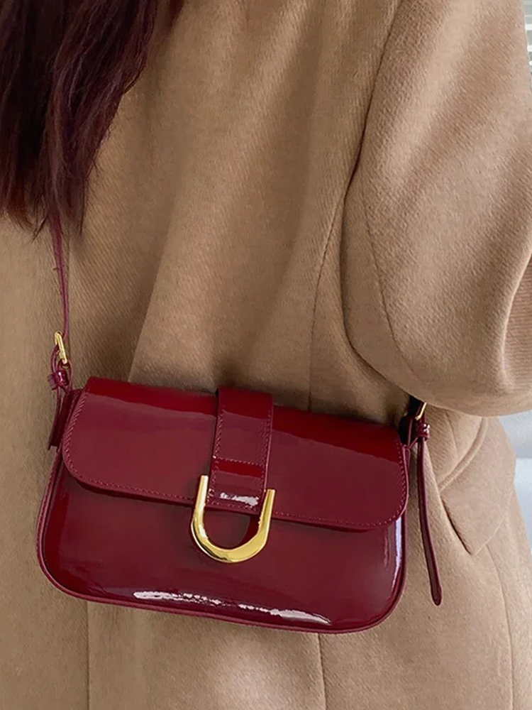 Beatrice Patent Leren Schoudertas Dames | Handtas | Design Crossbody Tas Burgundy Rood