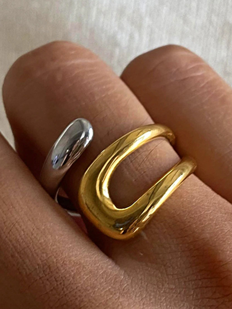 Bree Verstelbare Twist Ring Goud-Zilver