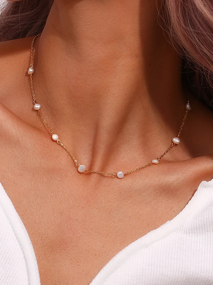 Cato Zoetwaterparel Ketting Goud