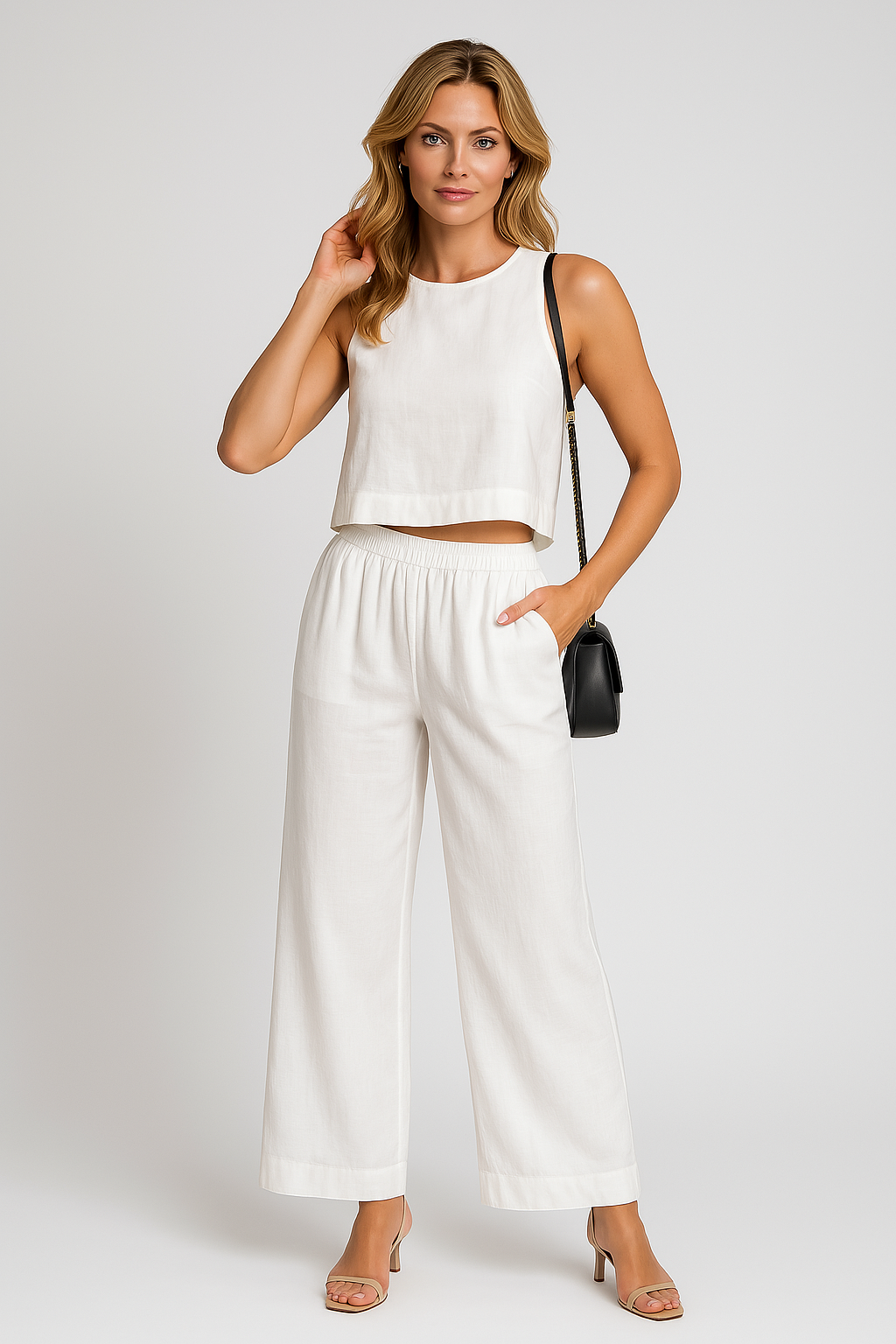 Virelle Linnen Tweedelige Set – Luchtige tweedelige outfit van linnen broek en top