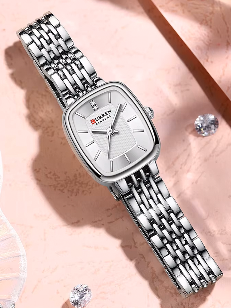 Clarissa RVS Dames Horloge Met Rechthoekige Kast Zilver-Wit