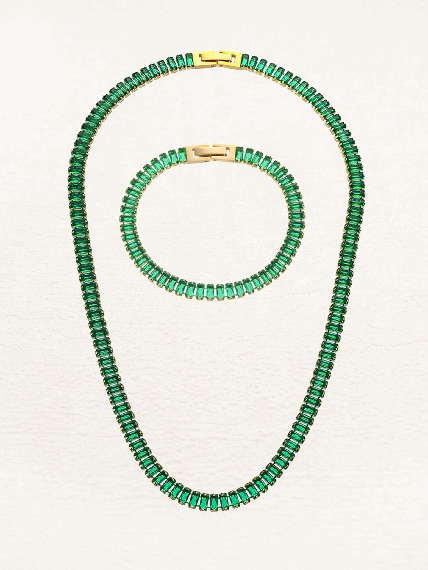 Eloise Tennis Ketting + Armband Set Groen