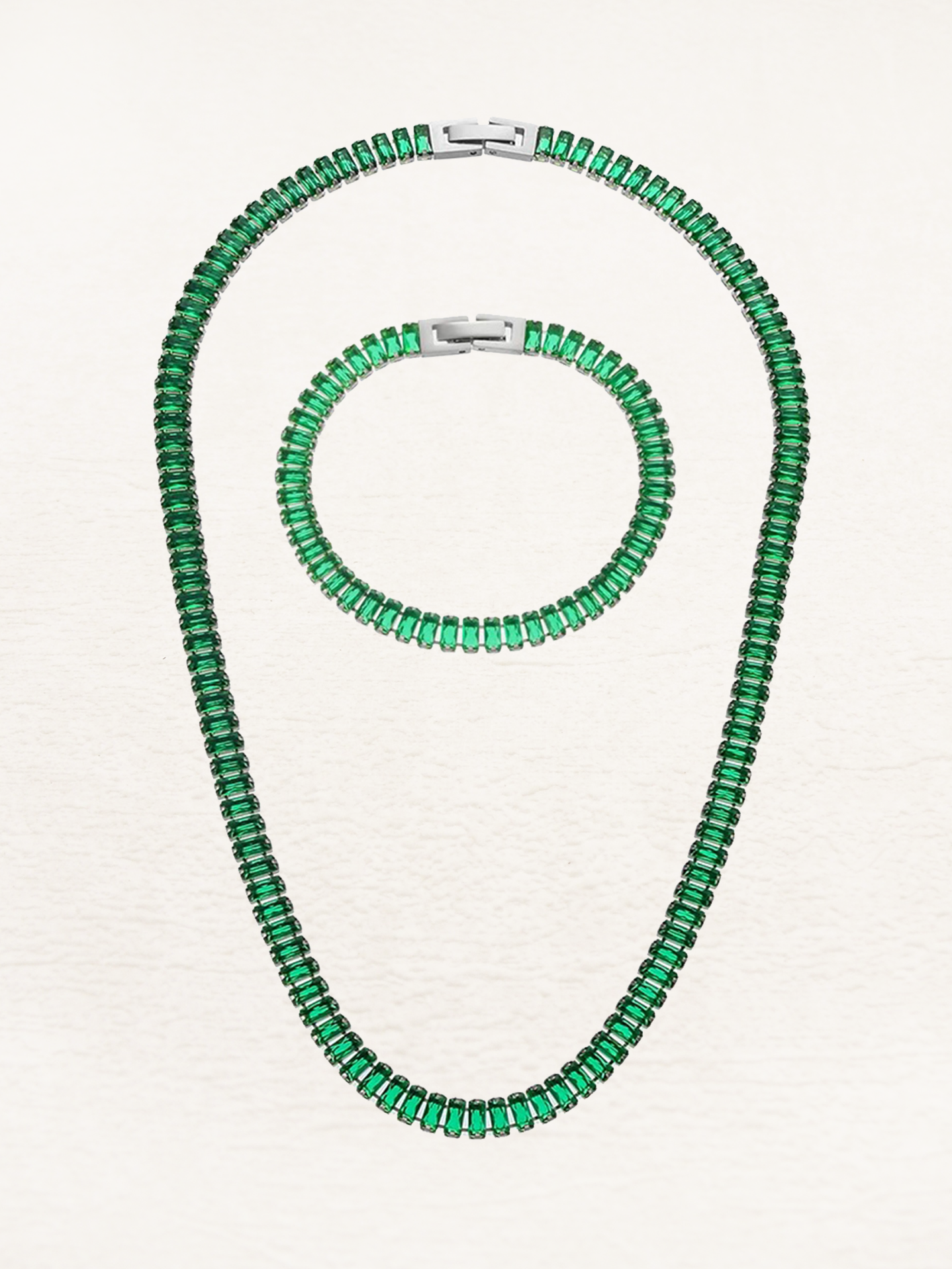 Eloise Tennis Ketting + Armband Set Groen