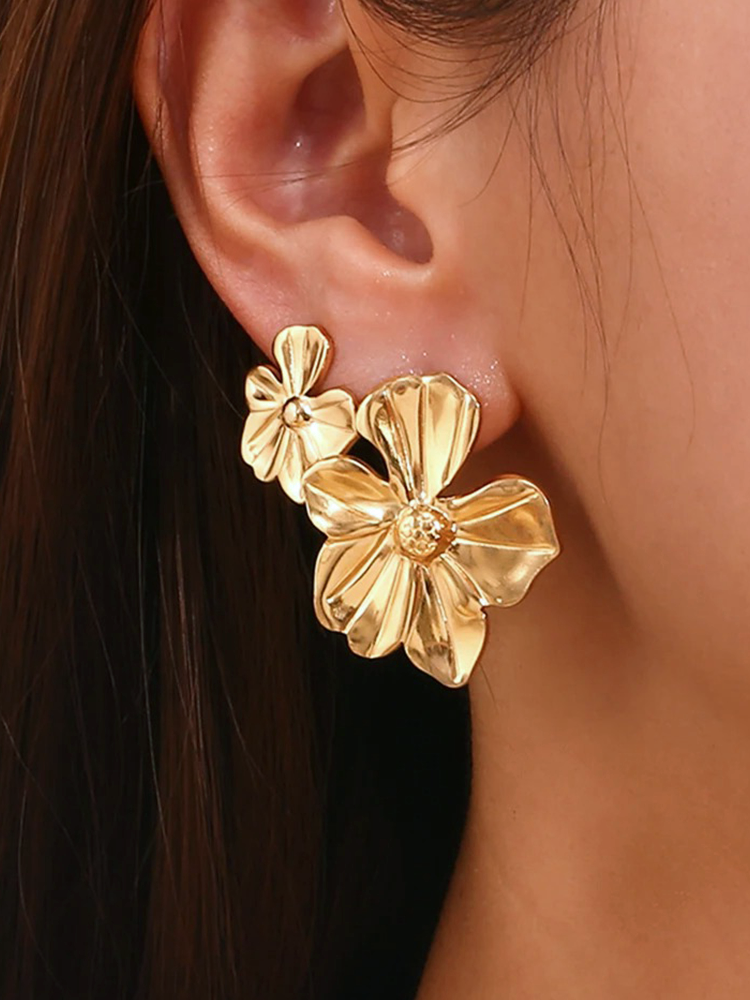 Diane Flower Blossom Bloemen Oorbellen Groot Goud