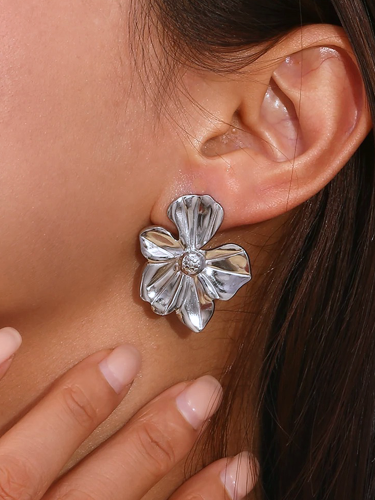 Diane Flower Blossom Bloemen Oorbellen Groot Zilver