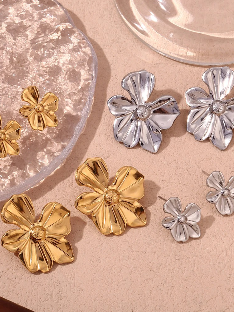 Diane Flower Blossom Bloemen Oorbellen Groot Goud