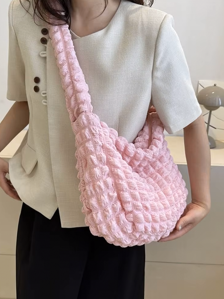 Drew Dames Geplooide Stoffen Schoudertas | Shopper Lichtroze