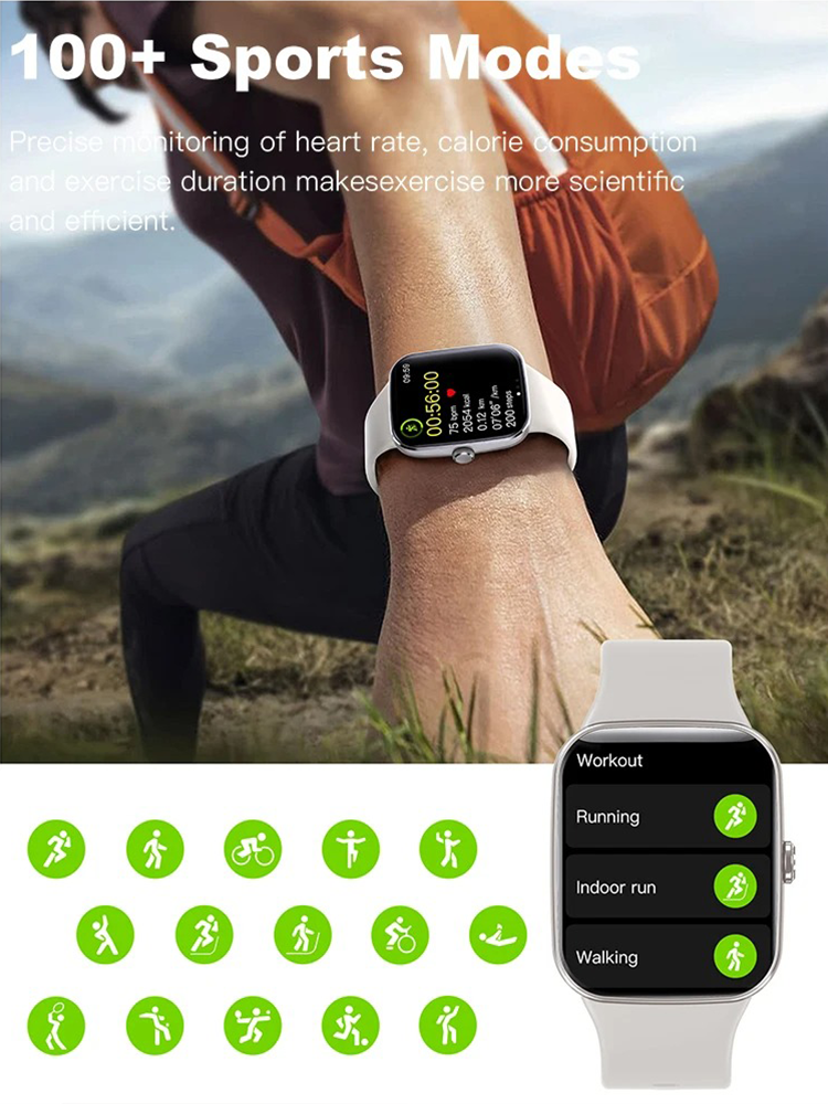 Fenna GPS Smartwatch Met Vierkante Kast | Bluetooth Horloge | Blauw