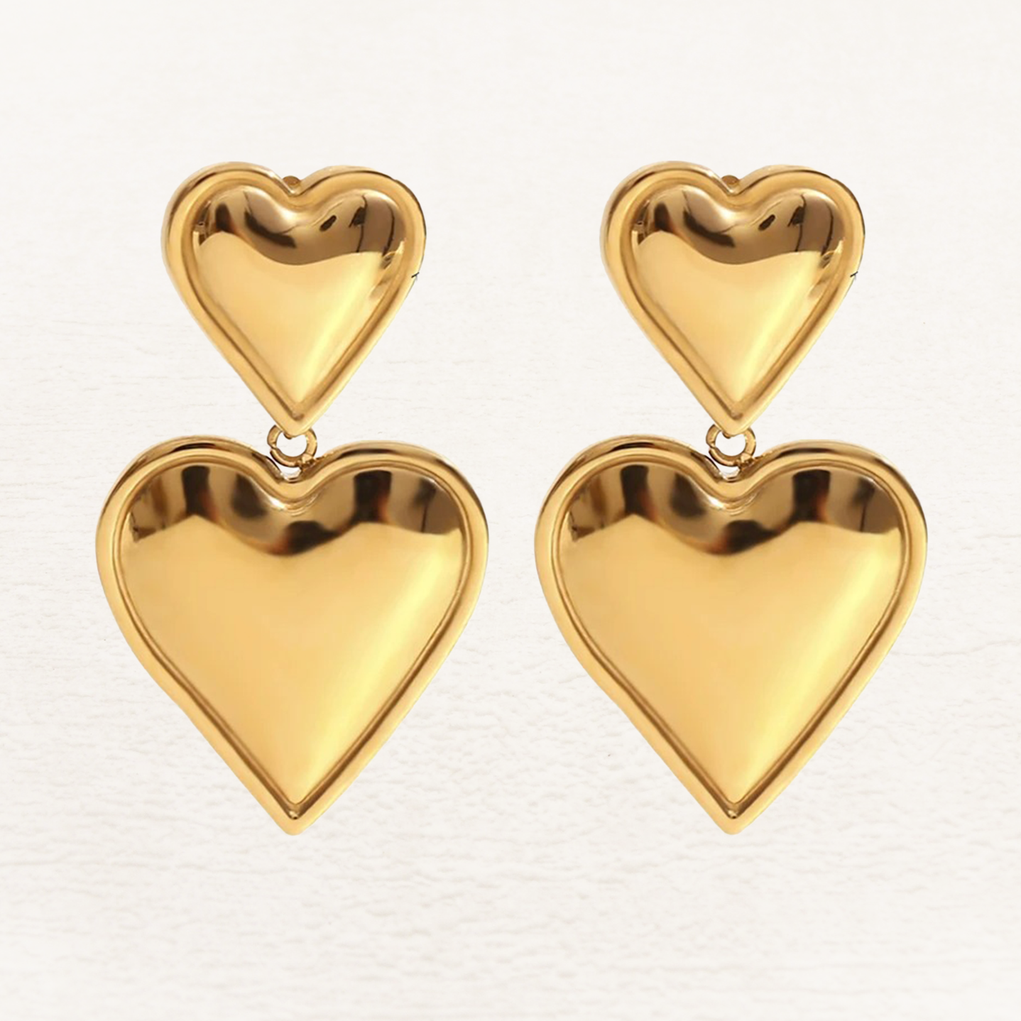 Giselle Dubbele Hartjes Oorbellen Goud - Rosa Jewels