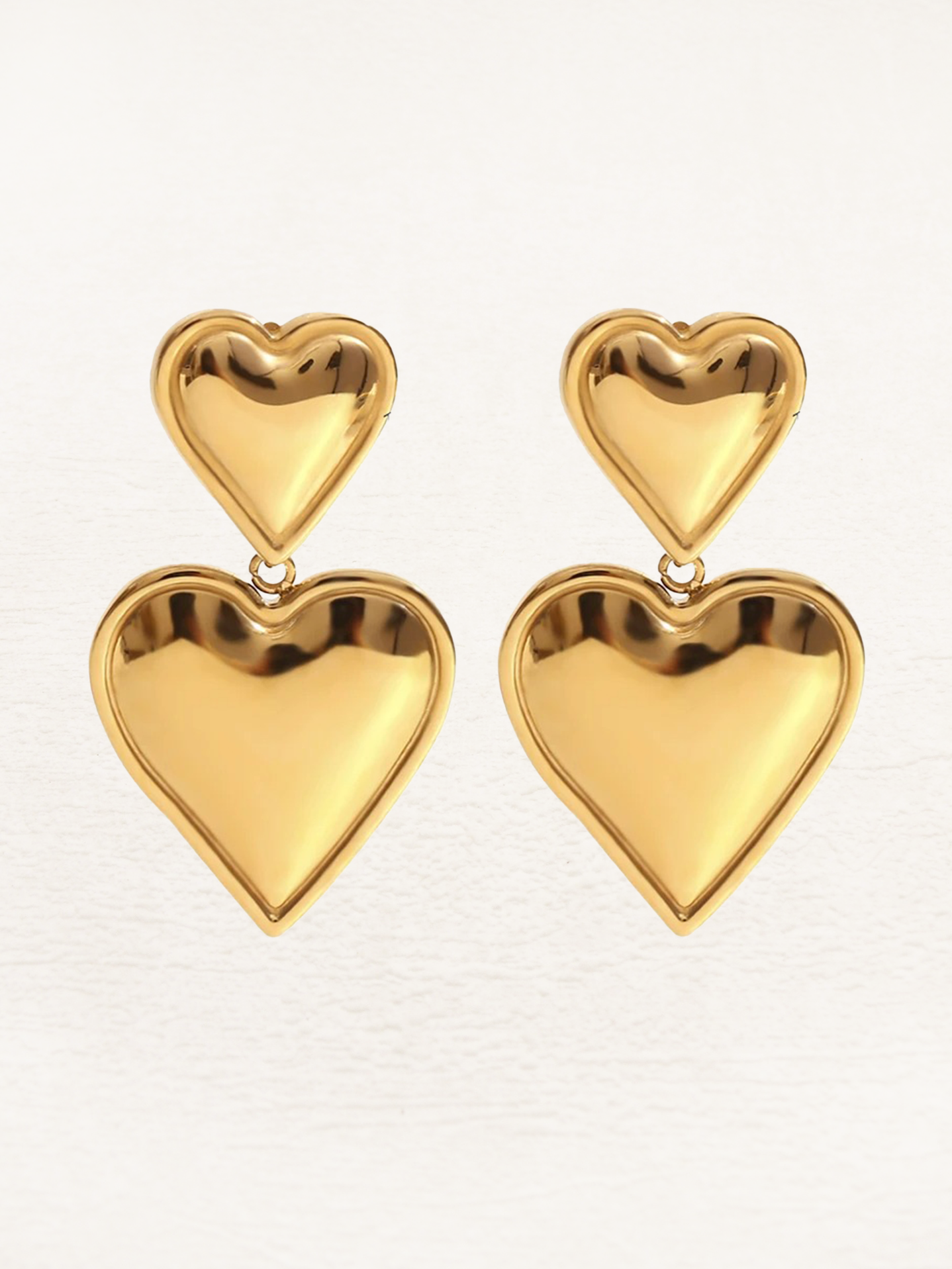 Giselle Dubbele Hartjes Oorbellen Goud - Rosa Jewels