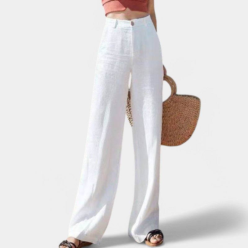 Virelle Pantalon - Linnen broek met rechte pijpen voor dames