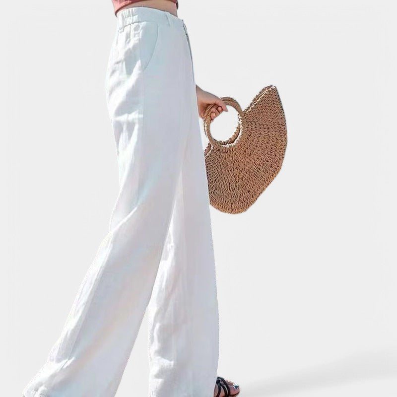 Virelle Pantalon - Linnen broek met rechte pijpen voor dames