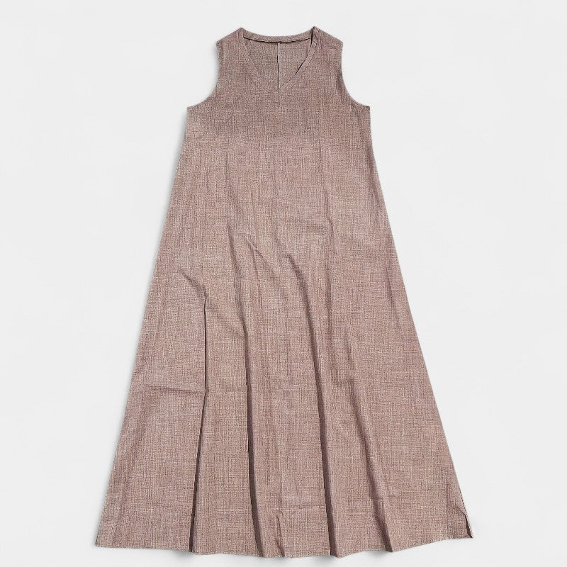 Virelle Lange Linnen Jurk - Maxi Dress met V-hals van zacht linnenblend