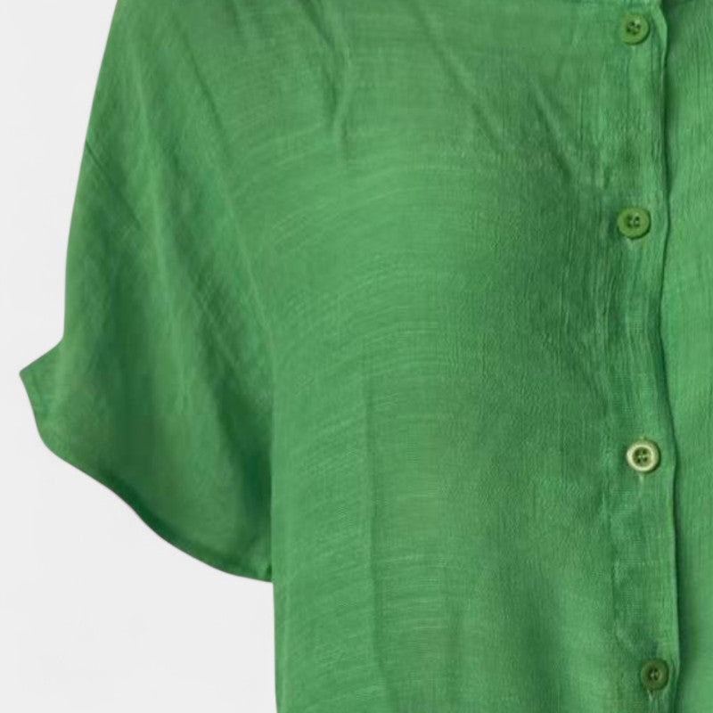 Virelle Blouse - Lange linnen blouse voor dames met korte mouwen