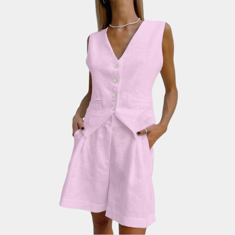 Virelle Korte broek en gilet - Linnen tweedelige set voor de zomer