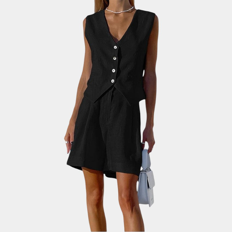 Virelle Korte broek en gilet - Linnen tweedelige set voor de zomer