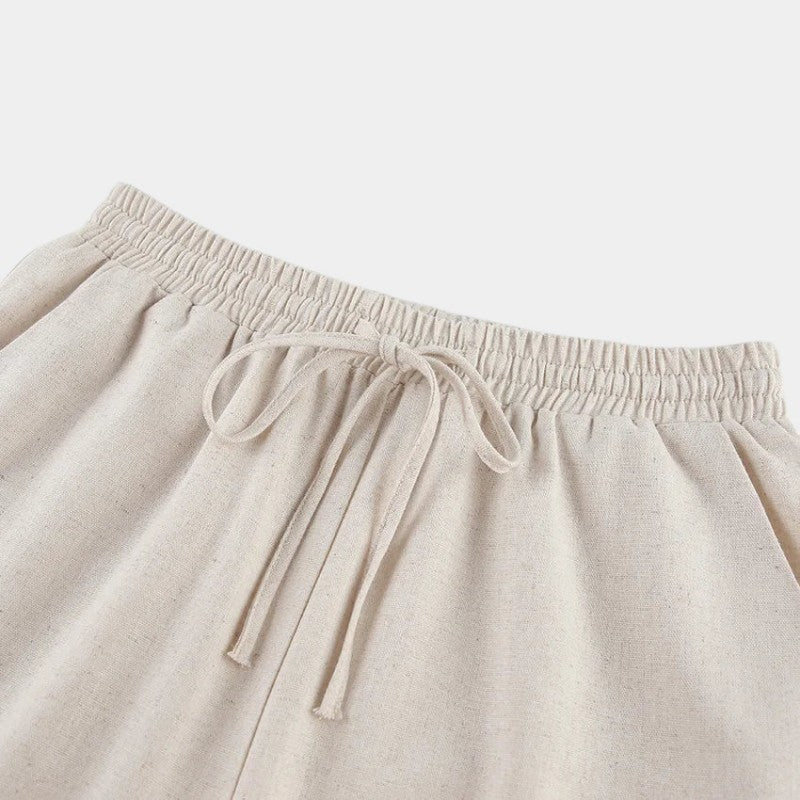 Virelle Tweedelige Set - Linnen broek en crop top set voor vrouwen