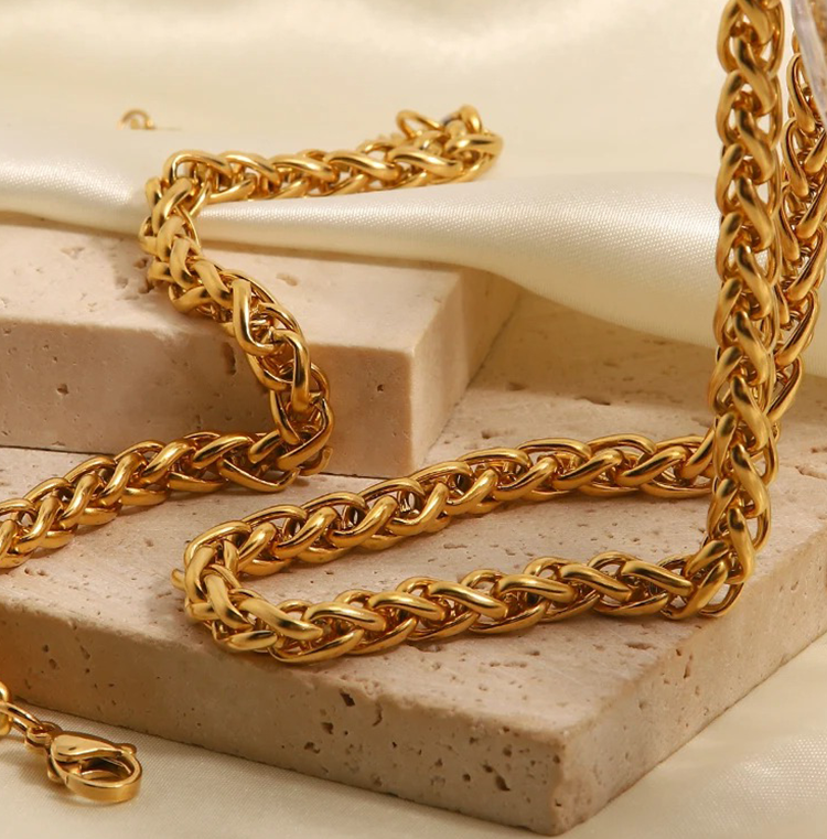 Poppy Gevlochten Chunky Chain Ketting Goud - Rosa Jewels