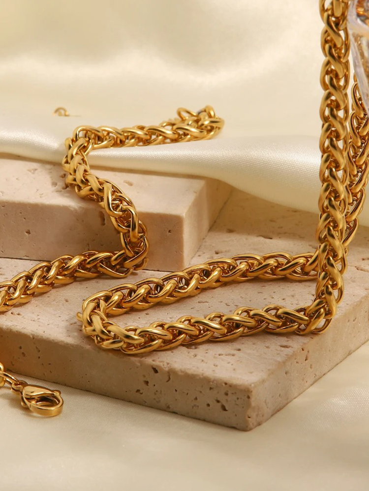 Poppy Gevlochten Chunky Chain Ketting Goud - Rosa Jewels