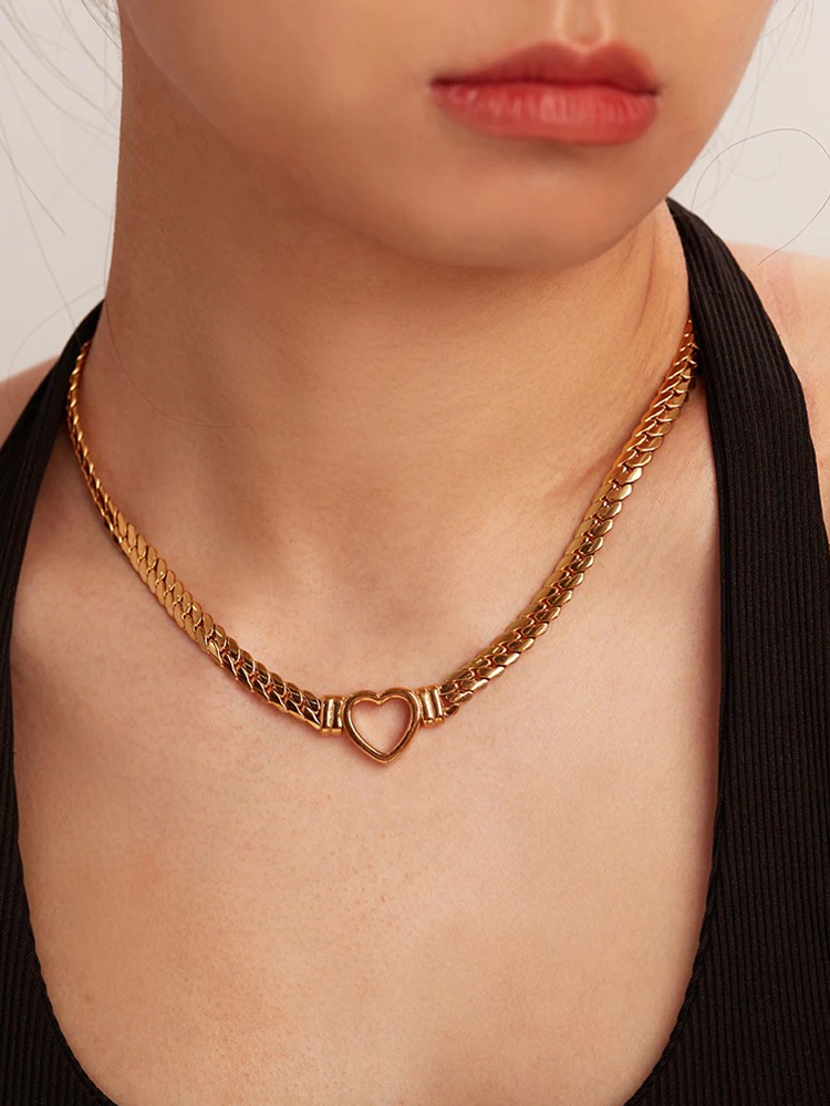 Kylie Chunky Chain Hartjes Ketting Goud