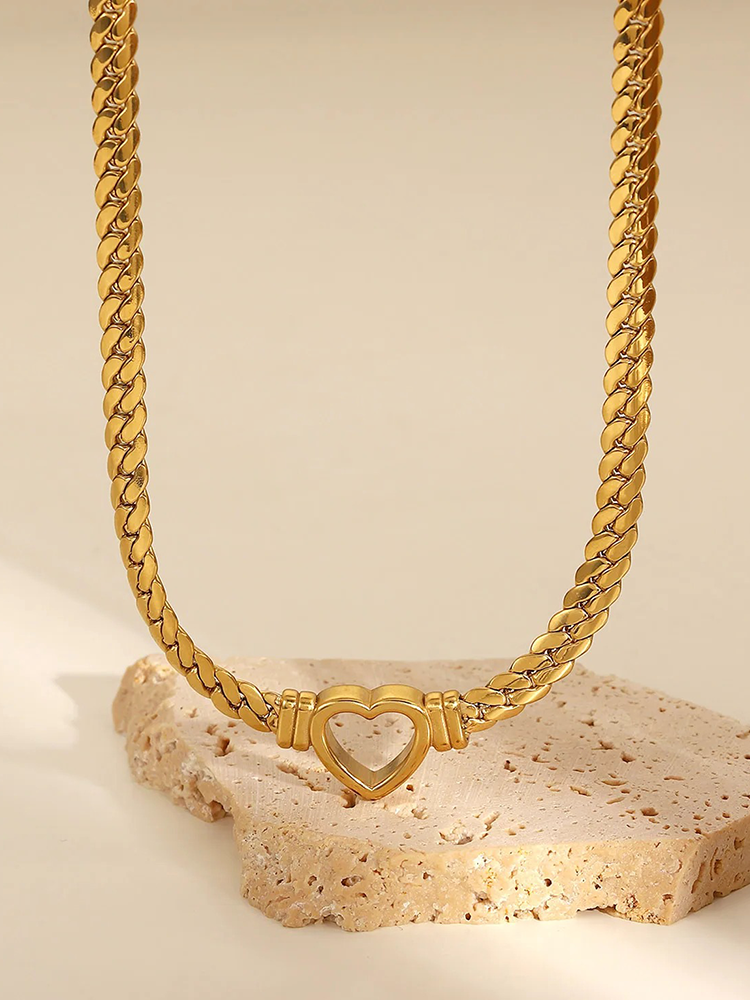 Kylie Chunky Chain Hartjes Ketting Goud
