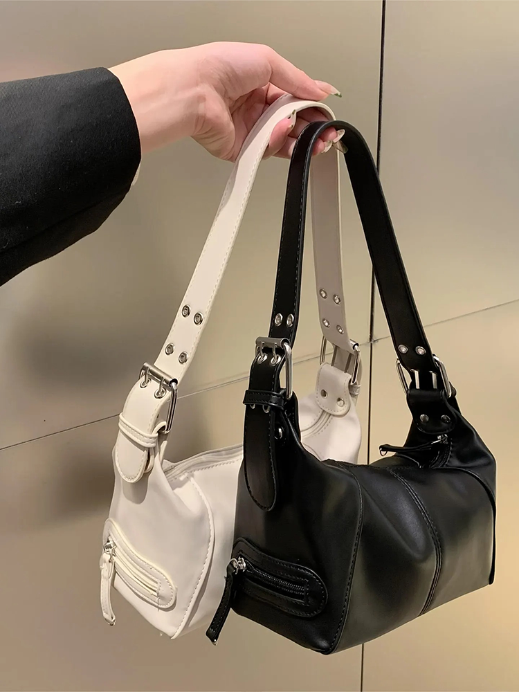 Lauren Dames Y2K Leren Schoudertas | Handtas | Shopper Zwart