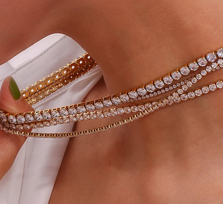 Linnea Tennis Ketting - Rosa Jewels