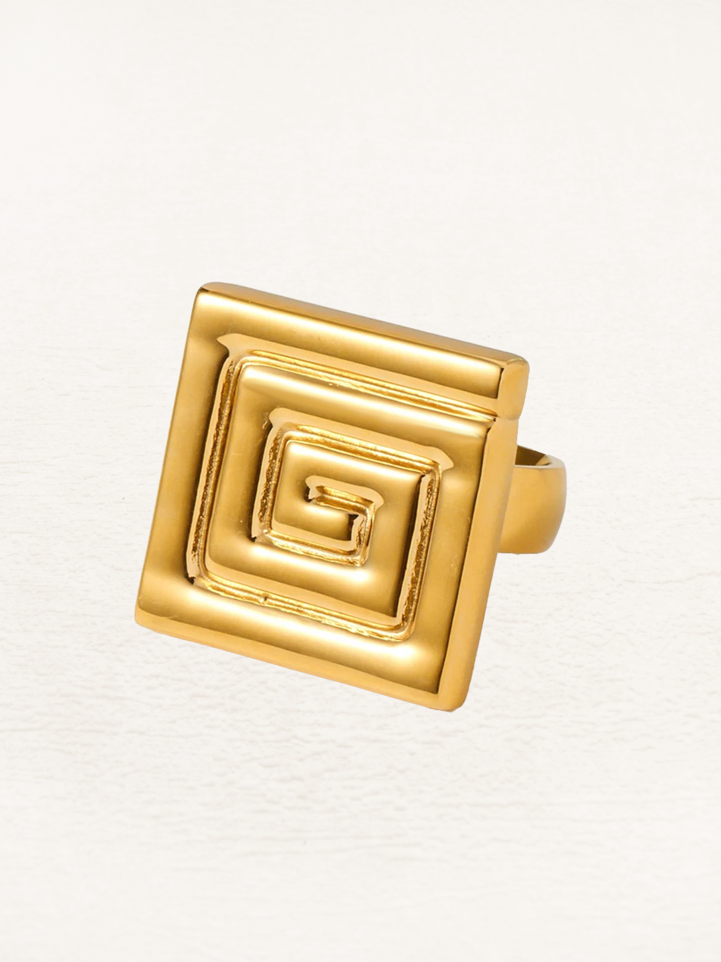 Lise Vierkante Geometrische Statement Ring Goud