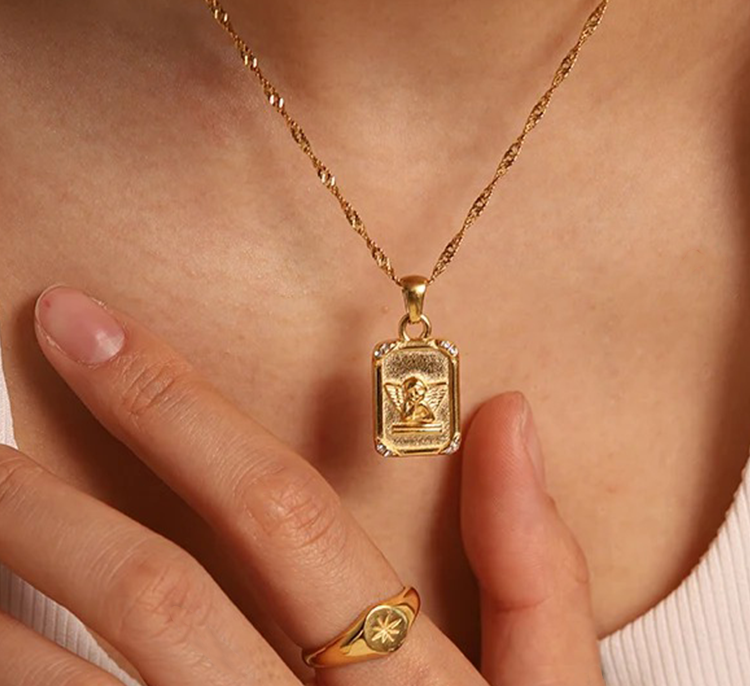 Milou Angel Charm Ketting - Rosa Jewels