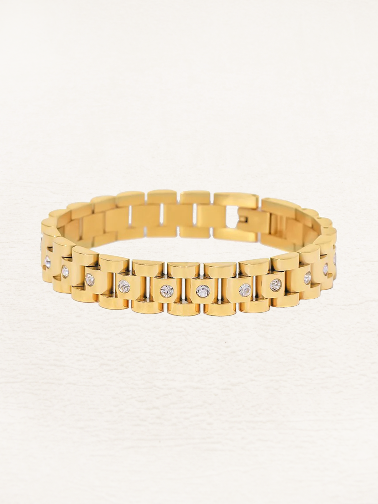 Nora Brede Gouden Schakelarmband Met Zirkonia