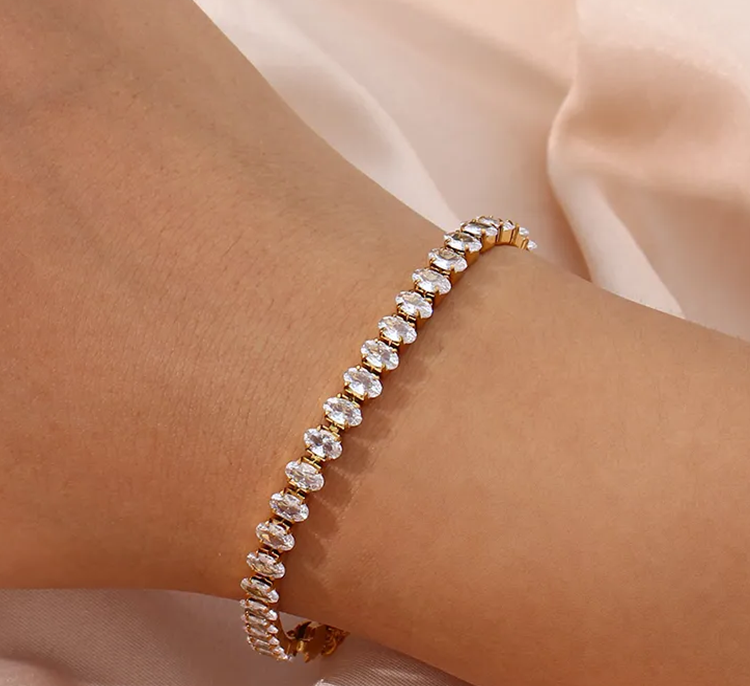 Norah Tennis Armband Ovaal - Rosa Jewels