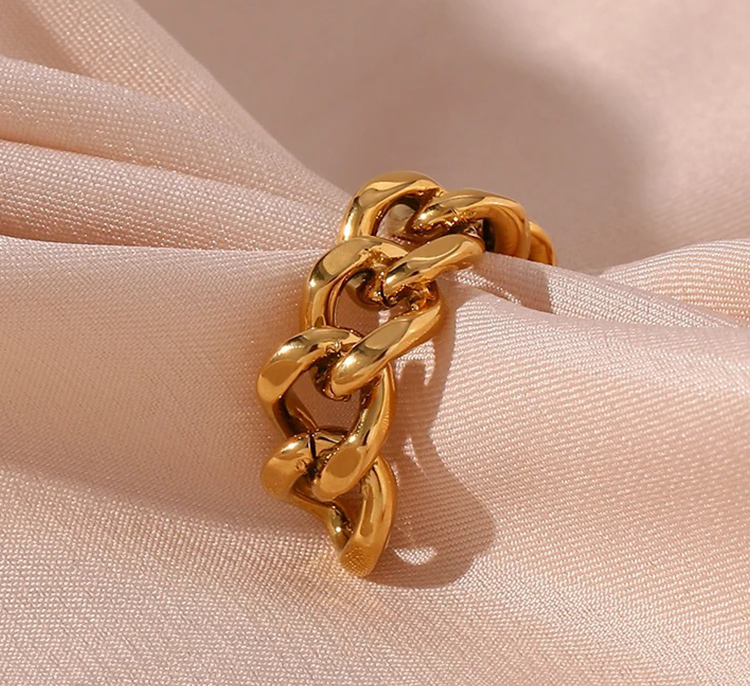 Quinn Chain Ring Goud - Rosa Jewels