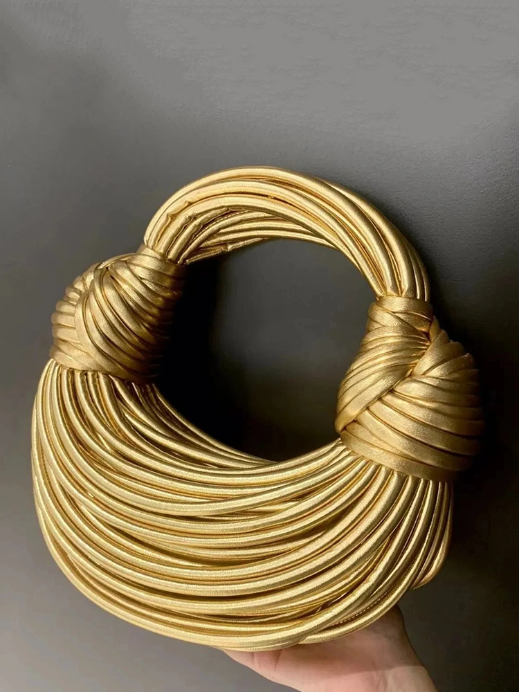 Quinn Gouden Design Handtas Dames | Geknoopte Tas Dames | Schoudertas | Clutch Goud