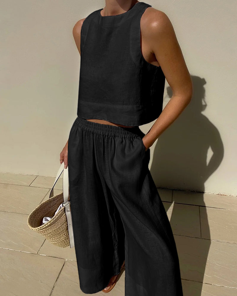 Virelle Linnen Tweedelige Set – Luchtige tweedelige outfit van linnen broek en top