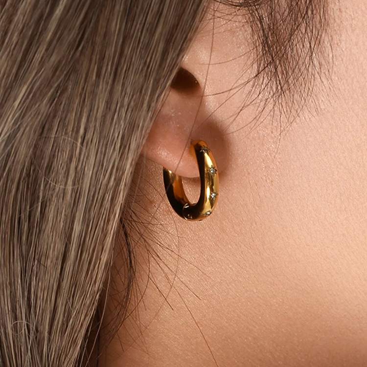 Sadie Star Zirkonia Hoops - Rosa Jewels