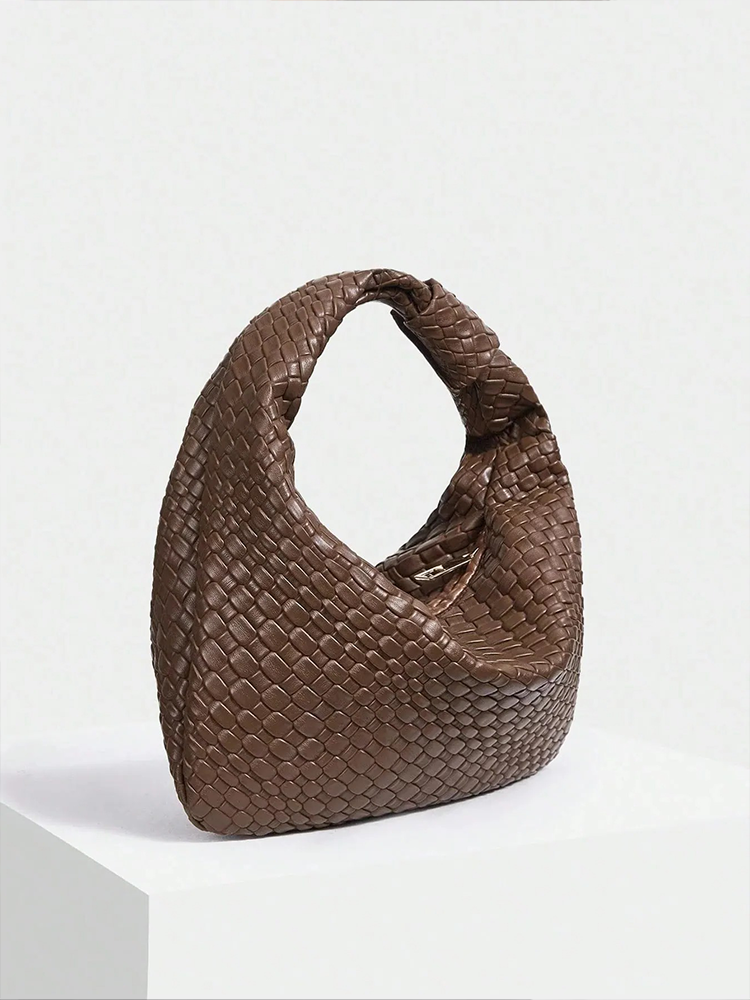Sarah Gevlochten Schoudertas Dames | Handtas | Design Tas Bruin