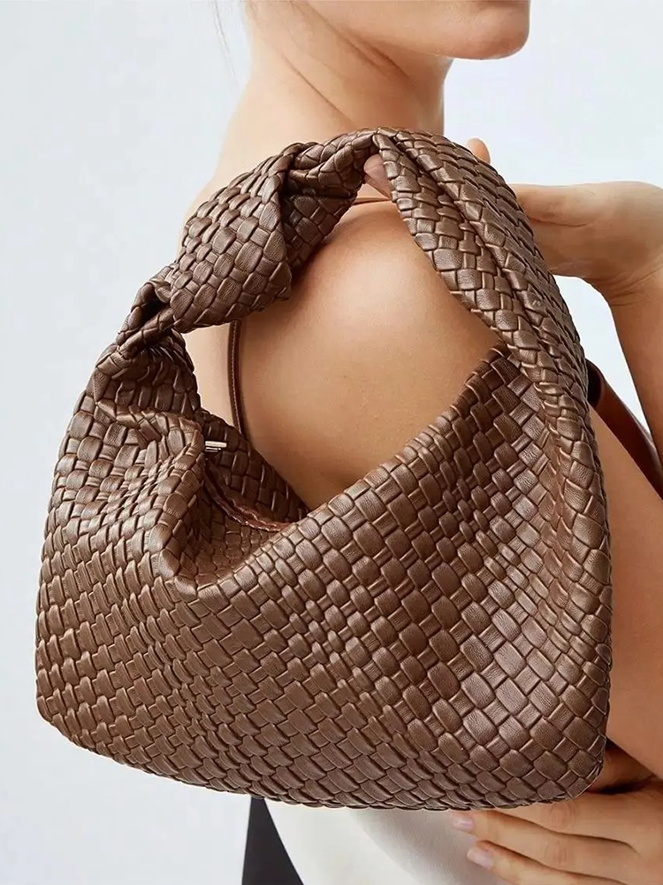 Sarah Gevlochten Schoudertas Dames | Handtas | Design Tas Bruin