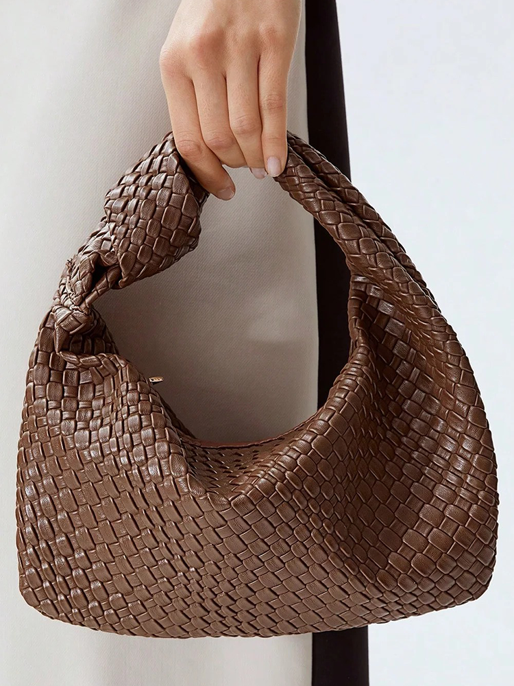 Sarah Gevlochten Schoudertas Dames | Handtas | Design Tas Bruin