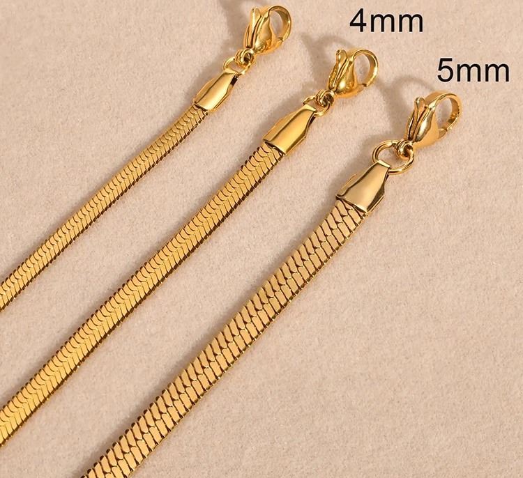 Sophia Snake Chain Ketting (3, 4 of 5 mm) - Rosa Jewels