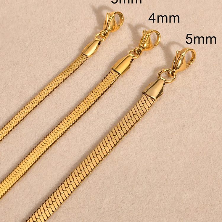 Sophia Snake Chain Ketting (3, 4 of 5 mm) - Rosa Jewels