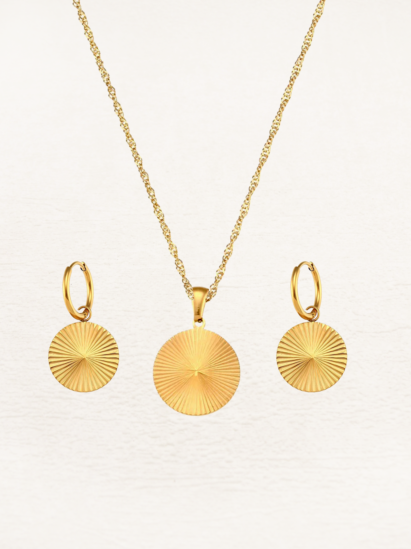 Stella Charm Ketting + Oorbellen Set Rond Goud