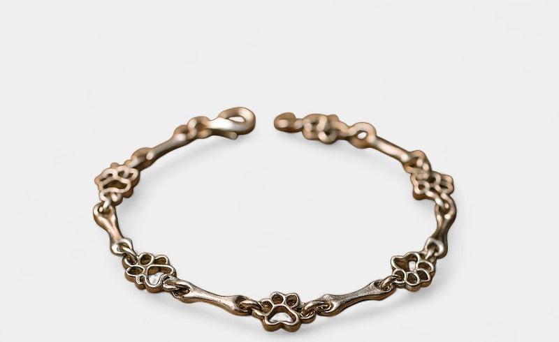 Virelle-Armband-Virelle | Dames armband – sterling zilver, pootafdruk- en botmotief, verfijnde schakelstructuur