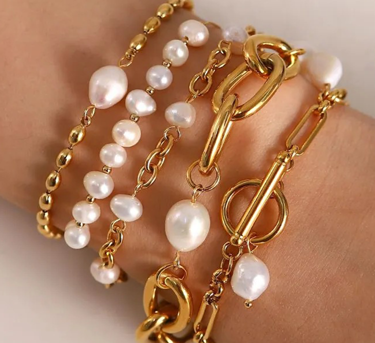 Elise Parel Chain Armband - Rosa Jewels
