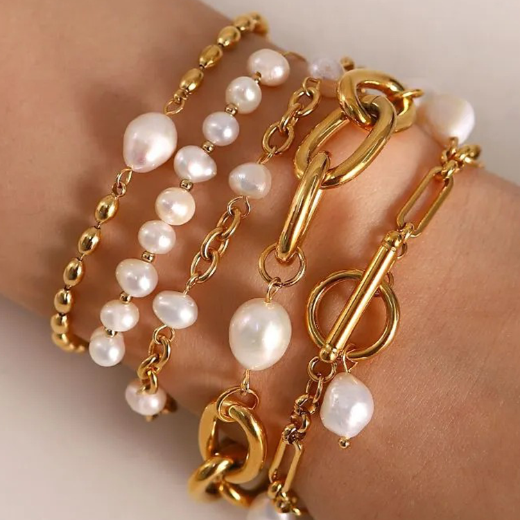 Elise Parel Chain Armband - Rosa Jewels