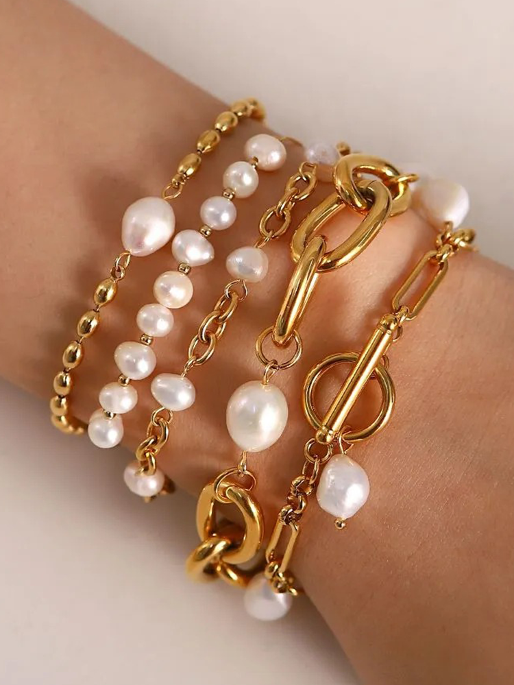 Elise Parel Chain Armband - Rosa Jewels