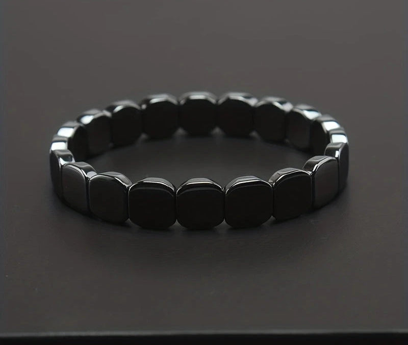 Virelle-Armbanden-Virelle | Heren Armband – Kunststeen Kralen, Vierkante Vorm, Elastische Sluiting