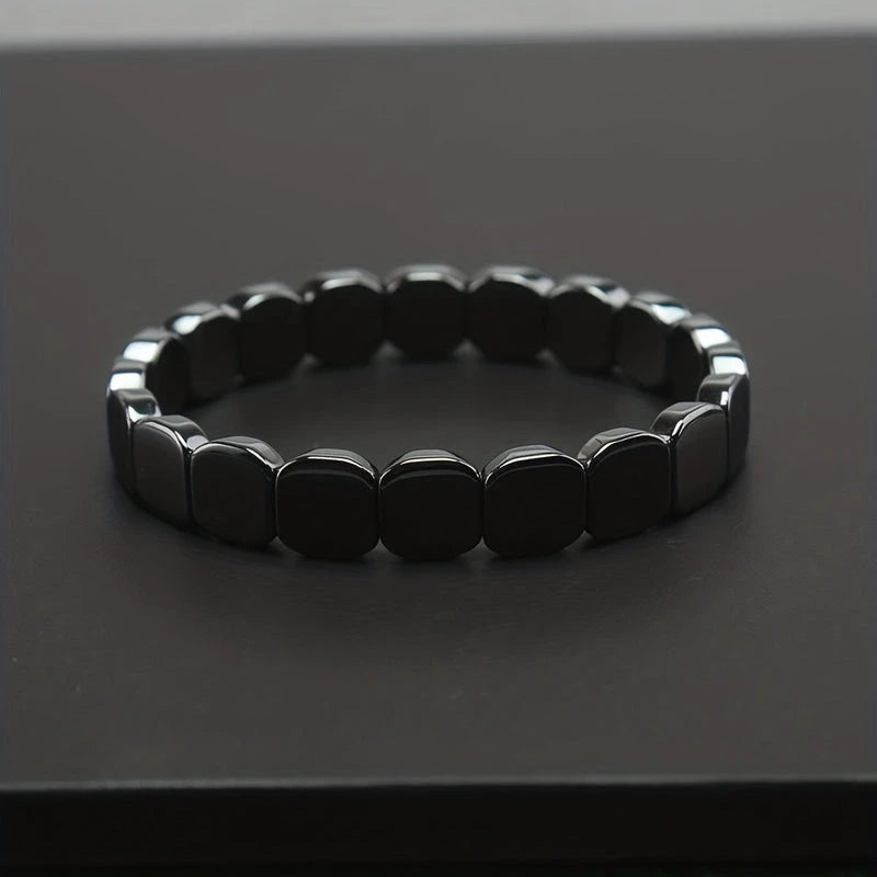 Virelle-Armbanden-Virelle | Heren Armband – Kunststeen Kralen, Vierkante Vorm, Elastische Sluiting